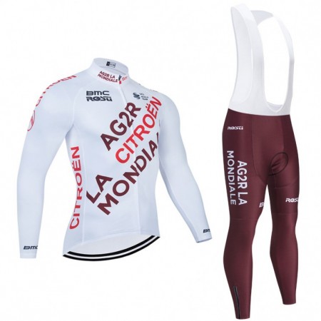 Cykeltøj Langærmet + Bib Cykelbukser 2021 AG2R Citroen Team N001